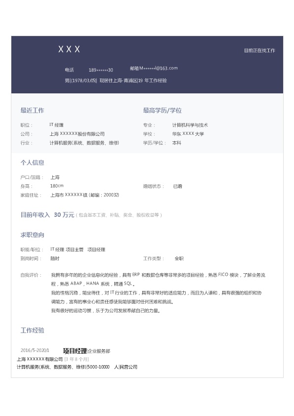 5677_计算机软件IT行业管理类相关岗位求职简历模板  - 电子信息简历模板